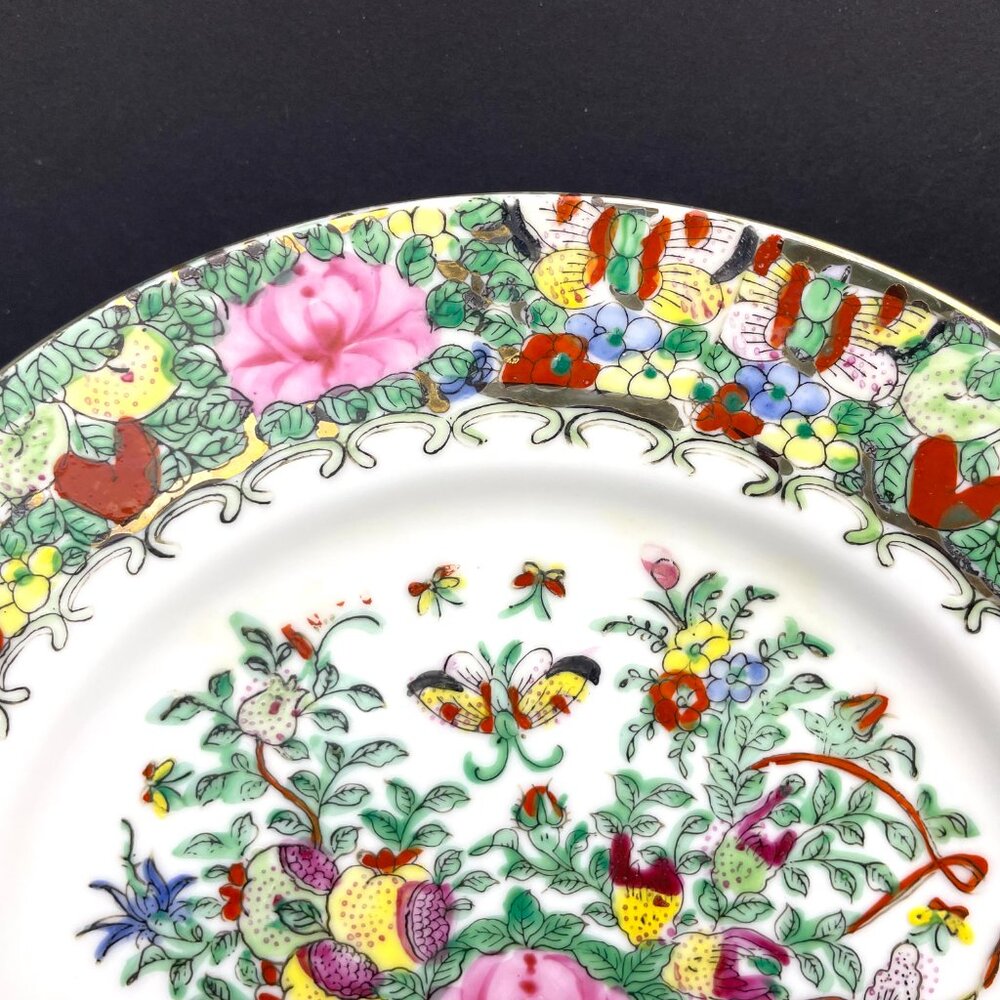 Vtg Maitland-Smith Hand Decorated Rose Lotus Medallion Plate 10.25” Hong Kong - Picture 5 of 9